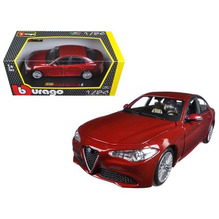 BBURAGO B  2016 Alfa Romeo Giulia Burgundy 1 by 24 Diecast Model Car 21080BUR